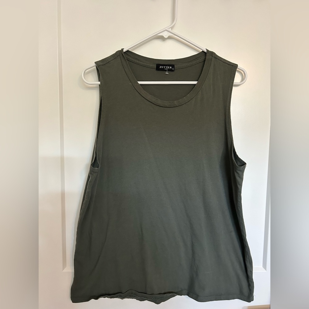Army Green Sleeveless Women’s Top Sz Lg